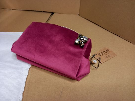 STYLE OF SIXTON LONDON DEEP PINK PLUSH EVENING BAG