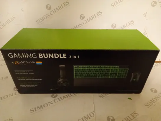 BRAND NEW BOXED RAZER GAMING BUNDLE 3 IN 1 USB GAMING HEADSET, MEMBRANE RGB KEYBOARD AND ESSENTIAL GAMING MOUSE