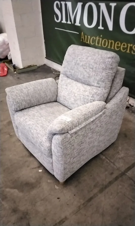 QUALITY BRITISH DESIGNED & MANUFACTURED G PLAN SPENCER POWER RECLINER ARMCHAIR REMCO LIGHT GREY FABRIC