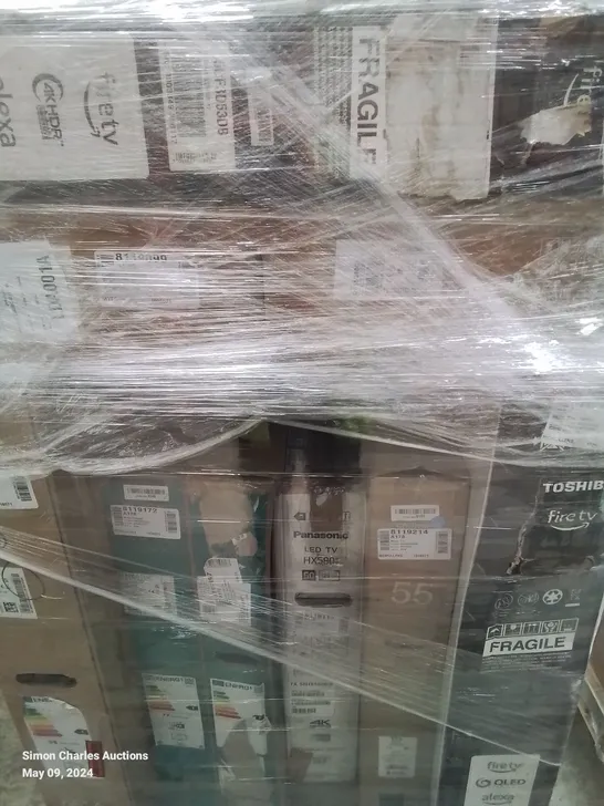 PALLET OF APPROXIMATELY 10 UNPROCESSED RAW RETURN TELEVISIONS TO INCLUDE;