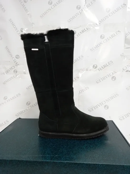 EMU AUSTRALIA "MOONTA" WATERPROOF KNEE LEATHER BOOTS - UK SIZE 7 - BLACK 