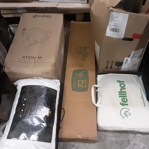 PALLET OF ASSORTED PRODUCTS INCLUDING CYBEX ATON M BABY SEAT, FELLHOF, THE DUCK AND GOOSE WHITE DUCK DOWN & FEATHER PILLOW, ELECTROLUX STICK VACUUM CLEANER 