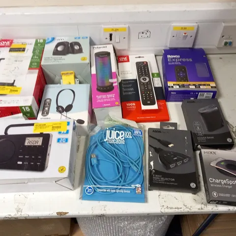 LARGE QUANTITY OF ASSORTED ELECTRICAL PRODUCTS TO INCLUDE; ONN, POLAROID AND MIXX