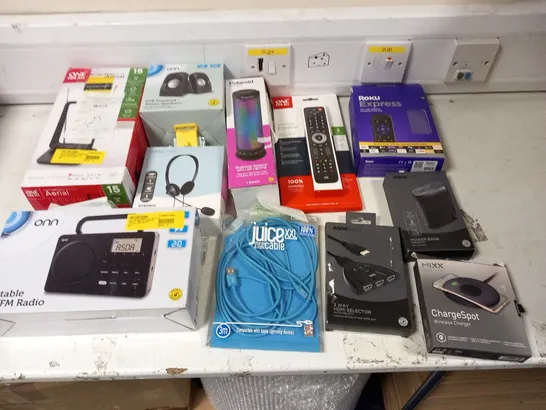 LARGE QUANTITY OF ASSORTED ELECTRICAL PRODUCTS TO INCLUDE; ONN, POLAROID AND MIXX