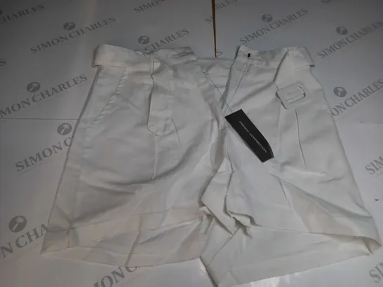 FRENCH CONNECTION BELTED LINEN SHORTS IN WHITE - SIZE 10