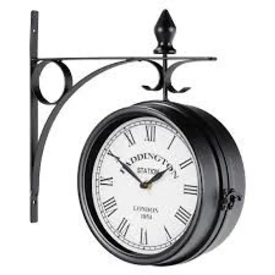 BOXED COSTWAY VINTAGE WALL-MOUNTED DOUBLE-SIDED WALL CLOCK FOR INDOOR AND OUTDOOR (1 BOX)