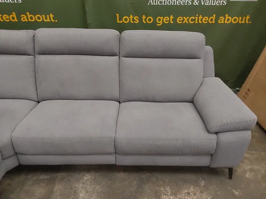 QUALITY DESIGNER ITALIAN MADE MARCELLO GREY FABRIC UPHOLSTERED 1-SEAT RECLINING CORNER SOFA