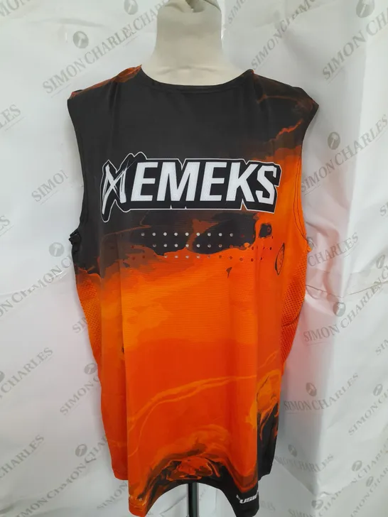 EMEKS MOTOCROSS RACEWEAR SLEEVELESS JERSEY IN ORANGE AND BLACK SIZE M