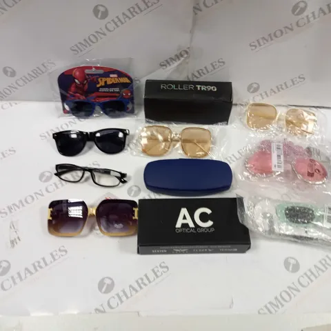 BOX TO CONTAIN APPROX. 30 X ASSORTED PAIRS OF GLASSES & SUNGLASSES. BRANDS AND SIZES VARY 