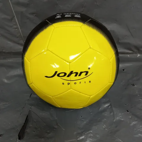 BOX OF APPROX 10 JOHN SPORTS ALL WEATHER FOOTBALLS IN ASSORTED COLOURS TO INCLUDE YELLOW AND RED