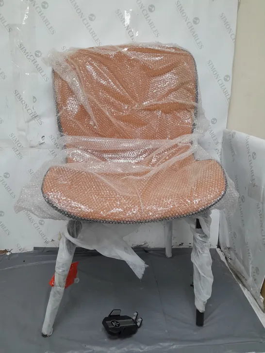 BURNT ORANGE FULL LEATHER WINGED CHAIR - COLLECTION ONLY 