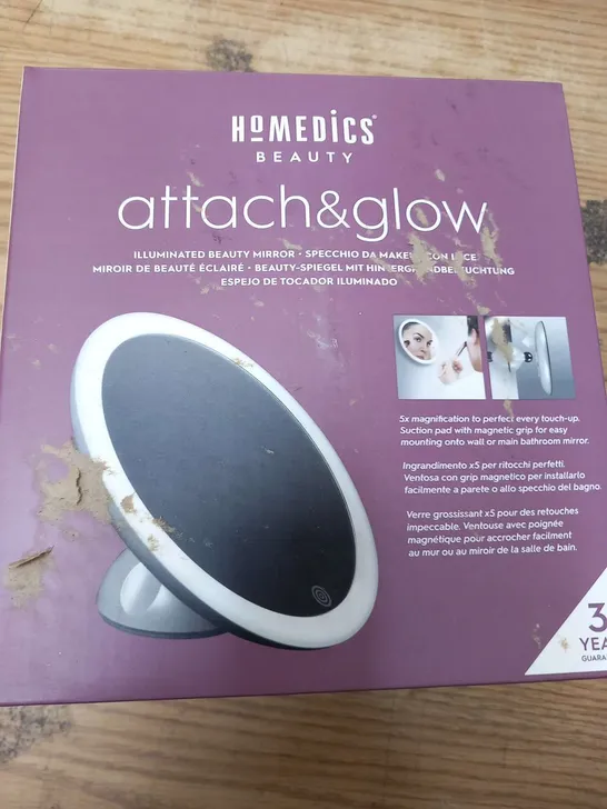 BOXED HOMEDICS ATTACH & GLOW RECHARGABLE LED MIRROR MIR-SR821-EU