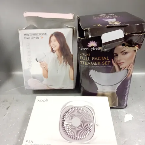 APPROXIMATELY 10 ASSORTED ELECTRICAL PRODUCTS TO INCLUDE MULTIFUNCTIONAL HAIR DRYER, FACIAL STEAMER, SCALP MASSAGER ETC 