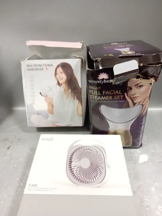 APPROXIMATELY 10 ASSORTED ELECTRICAL PRODUCTS TO INCLUDE MULTIFUNCTIONAL HAIR DRYER, FACIAL STEAMER, SCALP MASSAGER ETC 