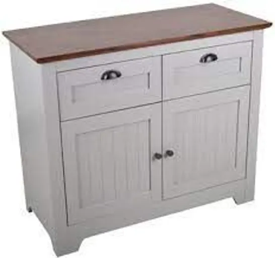 BOXED DEVON COMPACT SIDEBOARD IN GREY/WALNUT - 1 OF 1