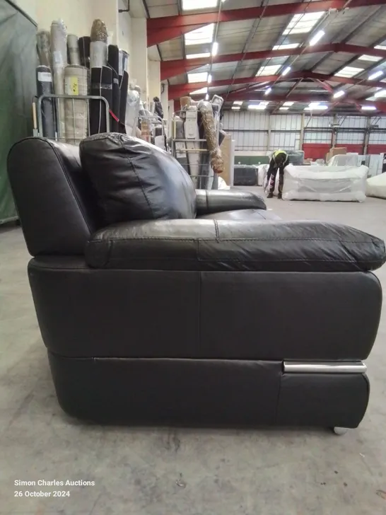 QUALITY DESIGNER PRIMO LEATHER BLACK 2 SEATER SOFABED 