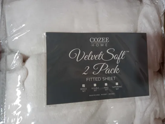 COZEE HOME VELVET SOFT FITTED SHEET SET - WHITE, SINGLE 