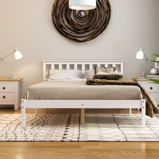 BOXED FREDERIQUE KING SIZE BED FRAME - WHITE&PINE