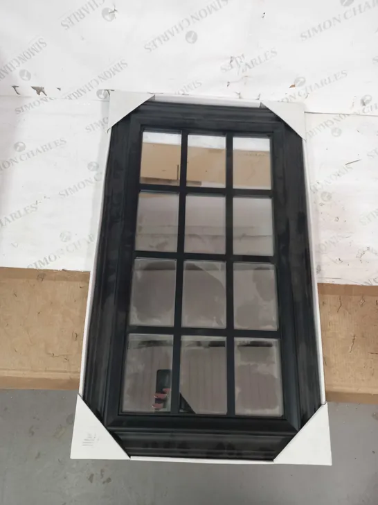 GEORGE HOME WINDOW MIRROR IN A BLACK FRAME - COLLECTION ONLY