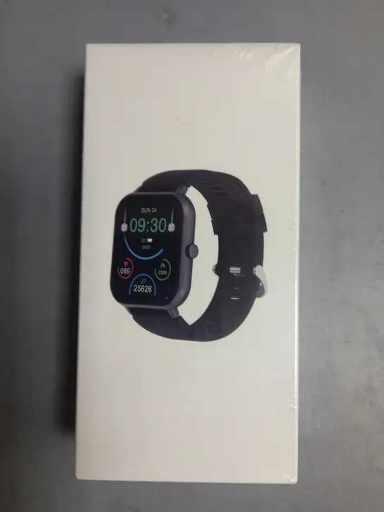 BOXED AND SEALED UNBRANDED SMART WATCH IN BLACK WITH EXTRA STRAP