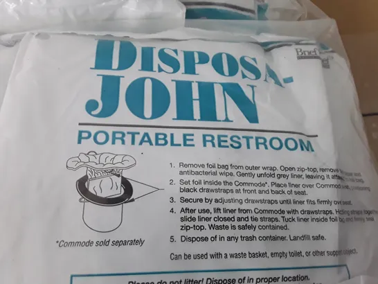 LARGE QUANTITY OF DISPOSA-JOHN PORTABLE RESTROOM 