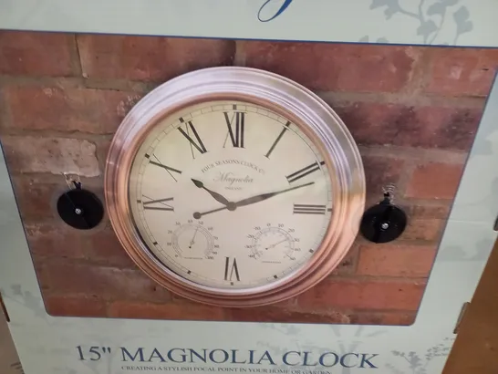 BOXED VINTAGE 15" MAGNOLIA CLOCK