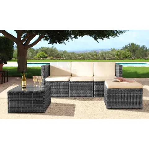 BOXED MYAH 4-PERSON GARDEN LOUNGE SET (2 BOXES)