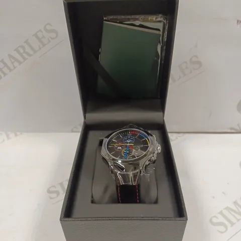 GAMAGES OF LONDON LIMITED EDITION HAND ASSEMBLED GRANDEUR AUTOMATIC BLACK WATCH