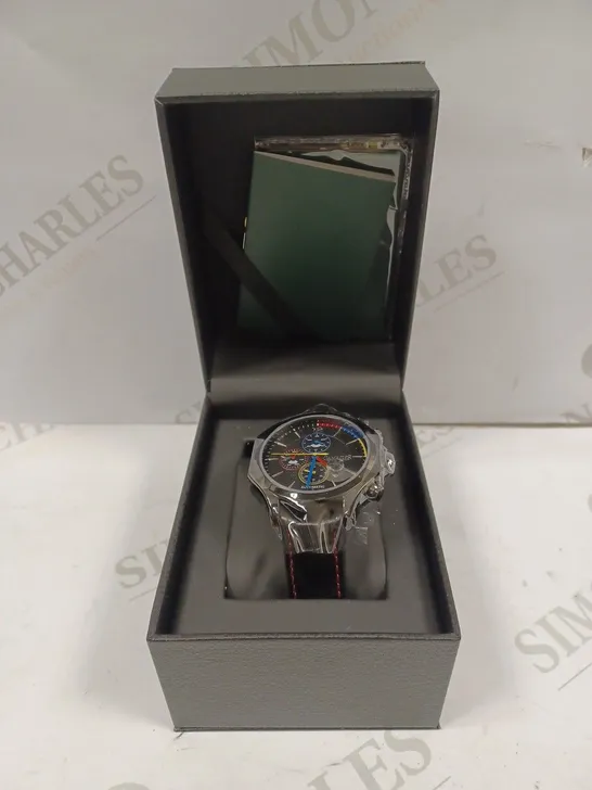 GAMAGES OF LONDON LIMITED EDITION HAND ASSEMBLED GRANDEUR AUTOMATIC BLACK WATCH RRP £695