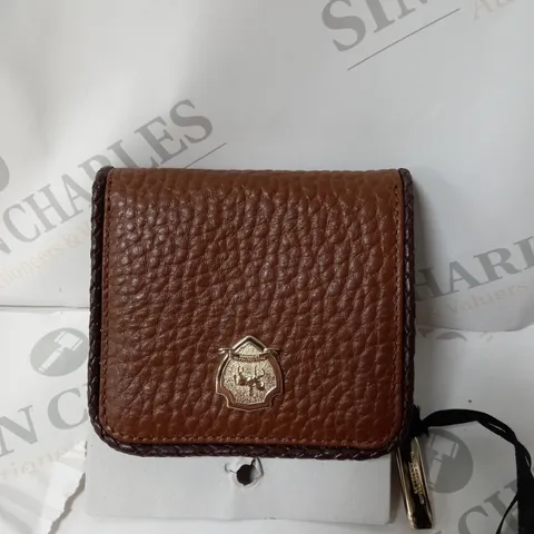 PAUL COSTELLOE BRAIDED LEATHER SMALL BOXED PURSE IN TAN