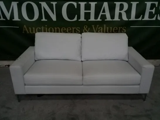 QUALITY DESIGNER BALTIMORE 3 SEATER SOFA - WHITE PREMIUM FAUX LEATHER