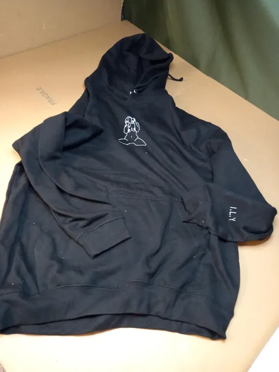 JUSTHOODS BLACK EMBROIDED HOODIE - LARGE