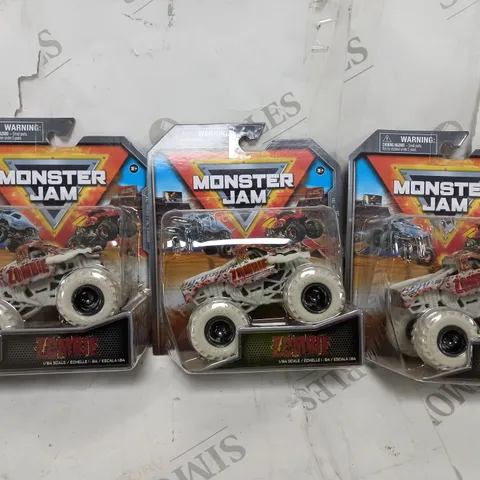 3 X MONSTER JAM 1:64 SERIES 31 ZOMBIE TOY TRUCK