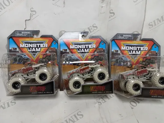 3 X MONSTER JAM 1:64 SERIES 31 ZOMBIE TOY TRUCK