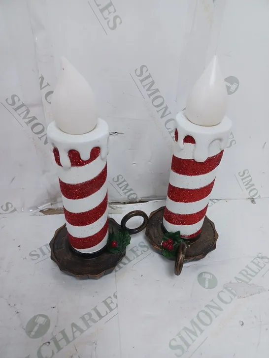 SET OF 2 CHRISTMAS DECORATIVE CANDLED 