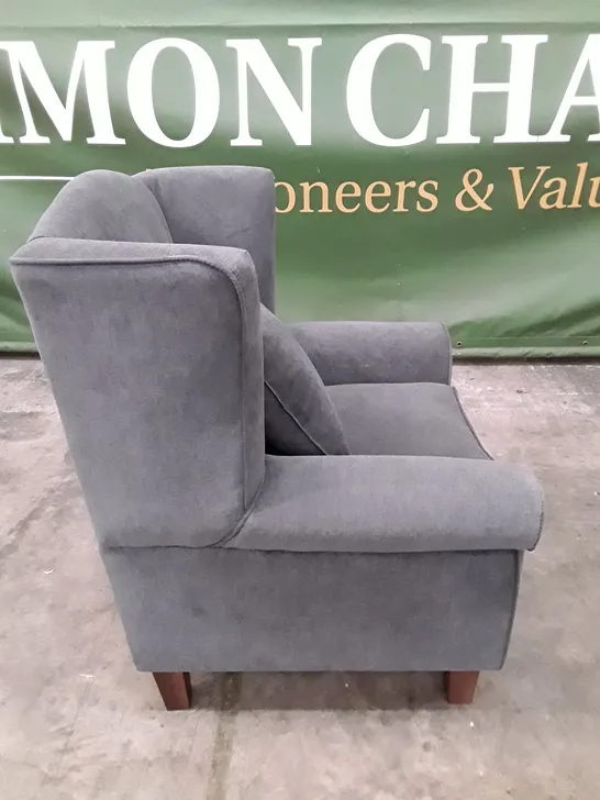 QUALITY DESIGNER ARMCHAIR WITH PILLOW - GREY FABRIC