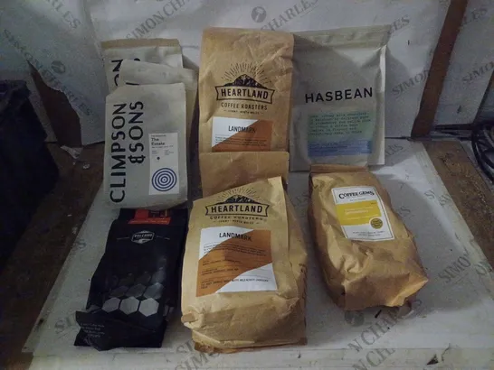 GROUP OF APPROX 5 ASSORTED COFFEE ITEMS TO INCLUDE HEARTLAND, HASBEAN, VOLCANO ETC