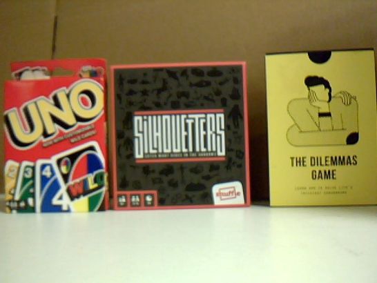 SILHOUETTERS GAMES, THE DILEMMAS GAME AND UNO