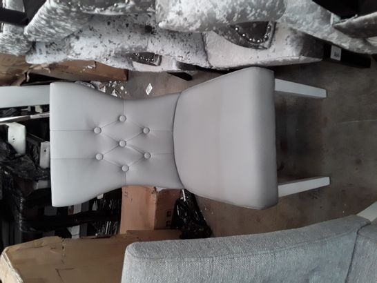 DESIGNER GREY FAUX LEATHER BUTTON BACK DINING CHAIR