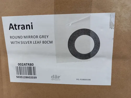 ATRANI ROUND GREY WITH SILVER LEAF MIRROR 80CM - COLLECTION ONLY