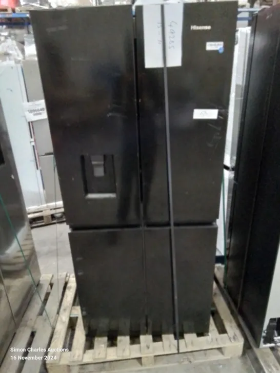 HISENSE FREESTANDING CROSS DOOR FRIDGE FREEZER BLACK - UNPROCESSED RAW RETURN