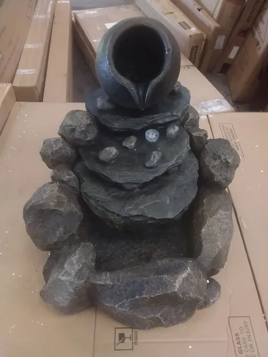 BOXED DECORATIVE POND ROCKY WATER FOUNTAIN 