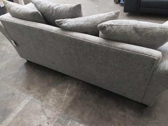 DESIGNER 3 SEATER GREY FABRIC UPHOLSTERED SOFA