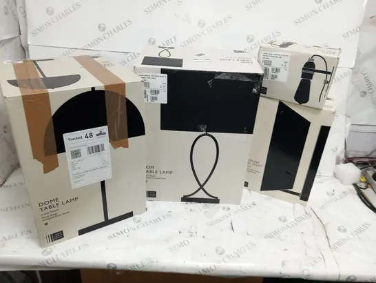 APPROXIMATELY 9 ASSORTED JOHN LEWIS LIGHTING TO INCLUDE; DOME TABLE LAMP, TOM TABLE LAMP, BISTRO PLUG IN WALL LIGHT, VISCOUNT WALL LIGHT, ISABELLE MINI TABLE LAMP, KRISTY TABLE LAMP, LIMBO WALL LIGHT,