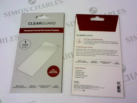 A BRAND NEW BOX OF APPROXIMATELY 136 CLEARGUARD CURVED FILM SCREEN PROTECTORS FOR SAMSUNG GALAXY S10+
