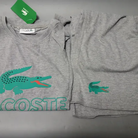 LACOSTE T-SHIRT AND SHORTS JOGGING SET IN GREY - LARGE