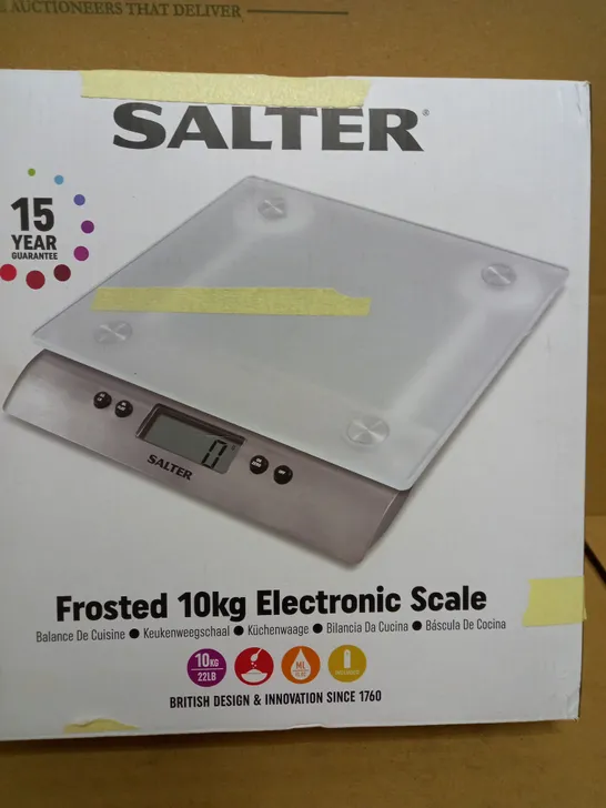 BOXED SALTER FROSTED GLASS 10KG ELECTRONIC SCALE 