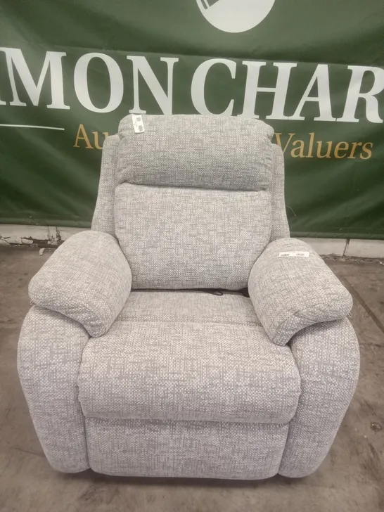 DESIGNER G PLAN MADE KINGSBURY ELECTRIC RECLINER CHAIR - REMCO LIGHT GREY FABRIC 