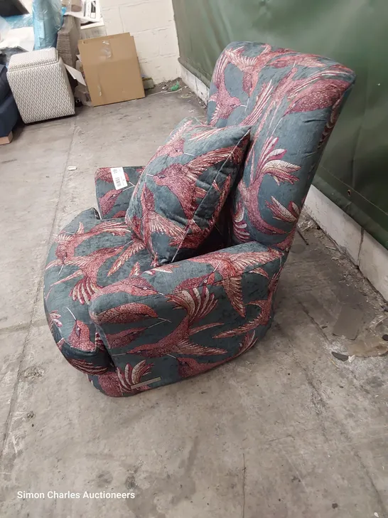 QUALITY BRITISH DESIGNER LOUNGE Co. OCCASIONAL CHAIR BIRD OF PARADISE FABRIC