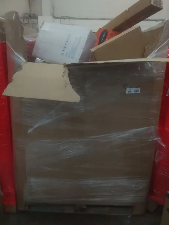 PALLET OF ASSORTED ITEMS INCLUDING AIR COOLER, LIQUID CPU COOLER, TOILET SEAT, RETRACTABLE SAFETY GATE, DOOR BRACE